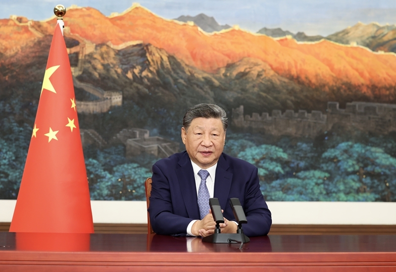 　　9月24日，国家主席习近平在联合国气候变化峰会发表视频致辞。